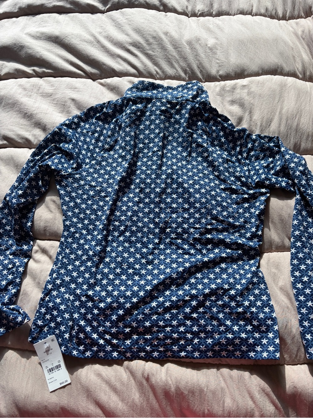 Lands' End Navy & White Star-Print One-Piece Swim Top